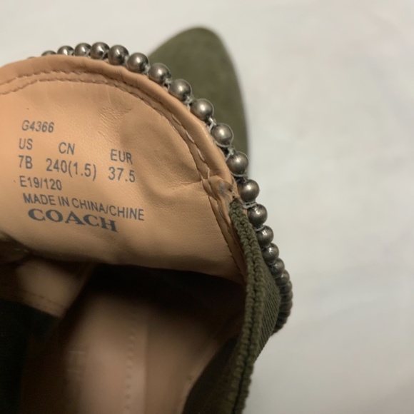 Coach Bowery bead Chelsea Khaki Green Suede Leather Ankle Fashion Boots Booties - Picture 11 of 14